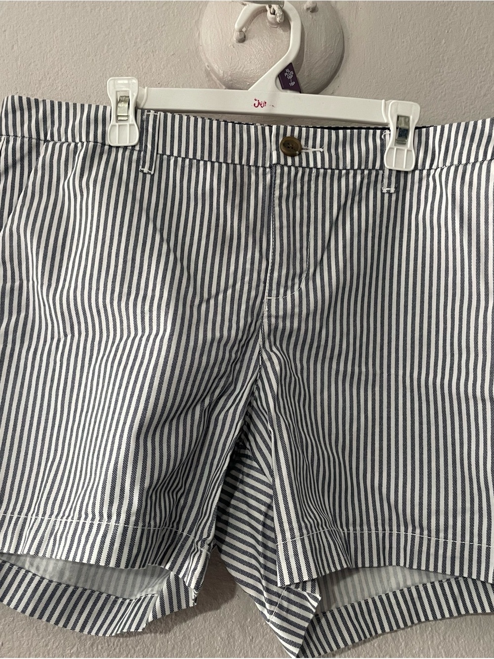 Old Navy Navy & White Striped Flat Front Shorts
